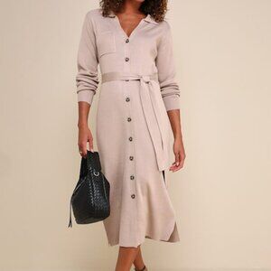 Beige Sweater Dress